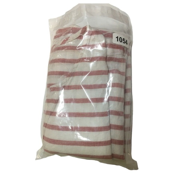 Beach Lunch Lounge Dress Womens L Linen Sleeveless Striped V Neck Beachy Pink - Picture 12 of 12